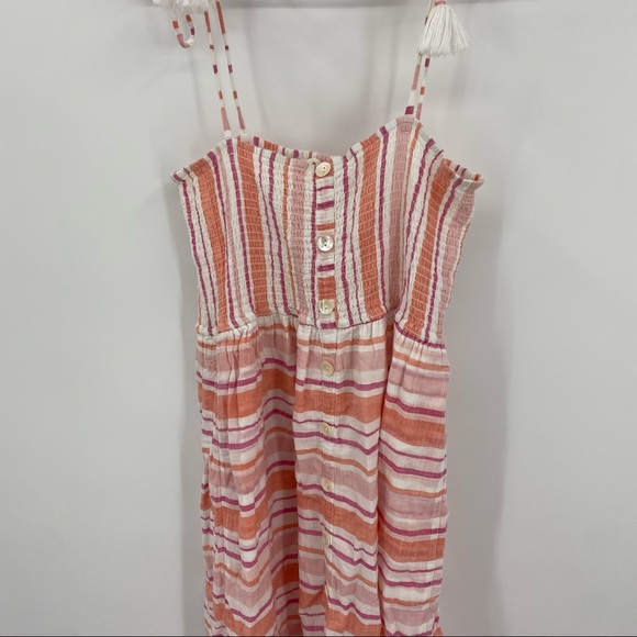 Roller Rabbit East Hampton Kirsten Midi Dress Striped Coral Pink Large - Picture 3 of 10